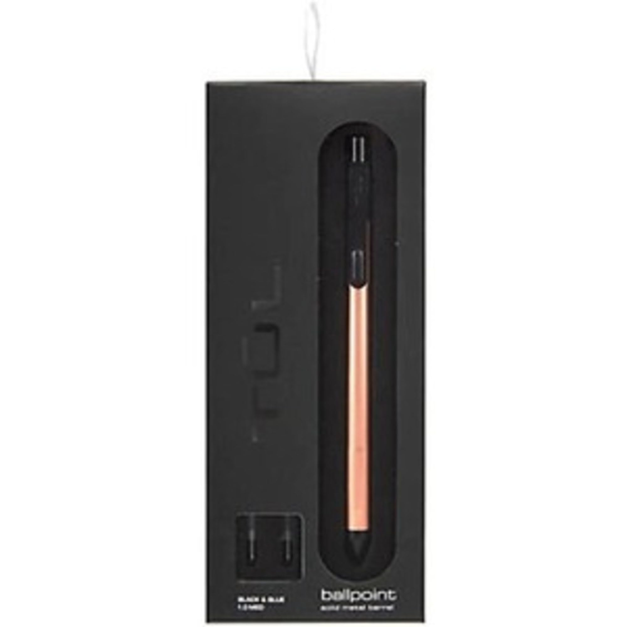 TUL® Fine Writing Solid Metal Barrel Retractable Ballpoint Pen With 2 Refills, Medium Point, 1.0 mm, Rose Gold Barrel, Black/Blue Ink - Image 7