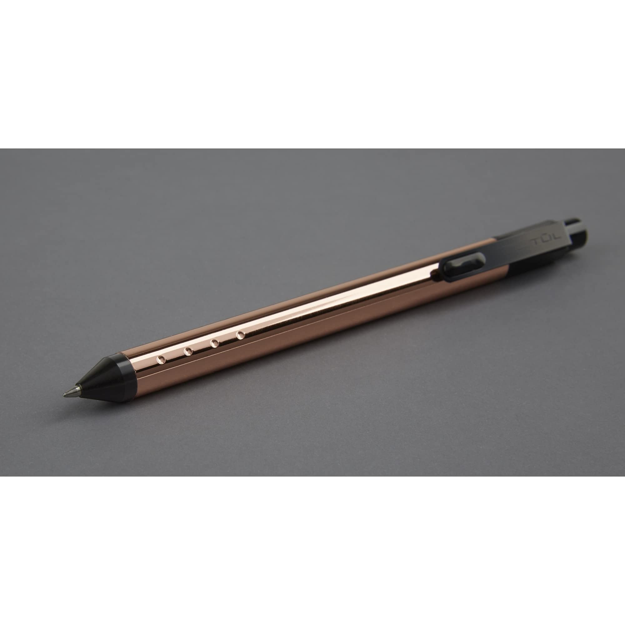 TUL® Fine Writing Solid Metal Barrel Retractable Gel Pen with 2 Refills, Medium Point, 0.7 mm, Rose Gold Barrel, Black/Blue Ink - Image 4