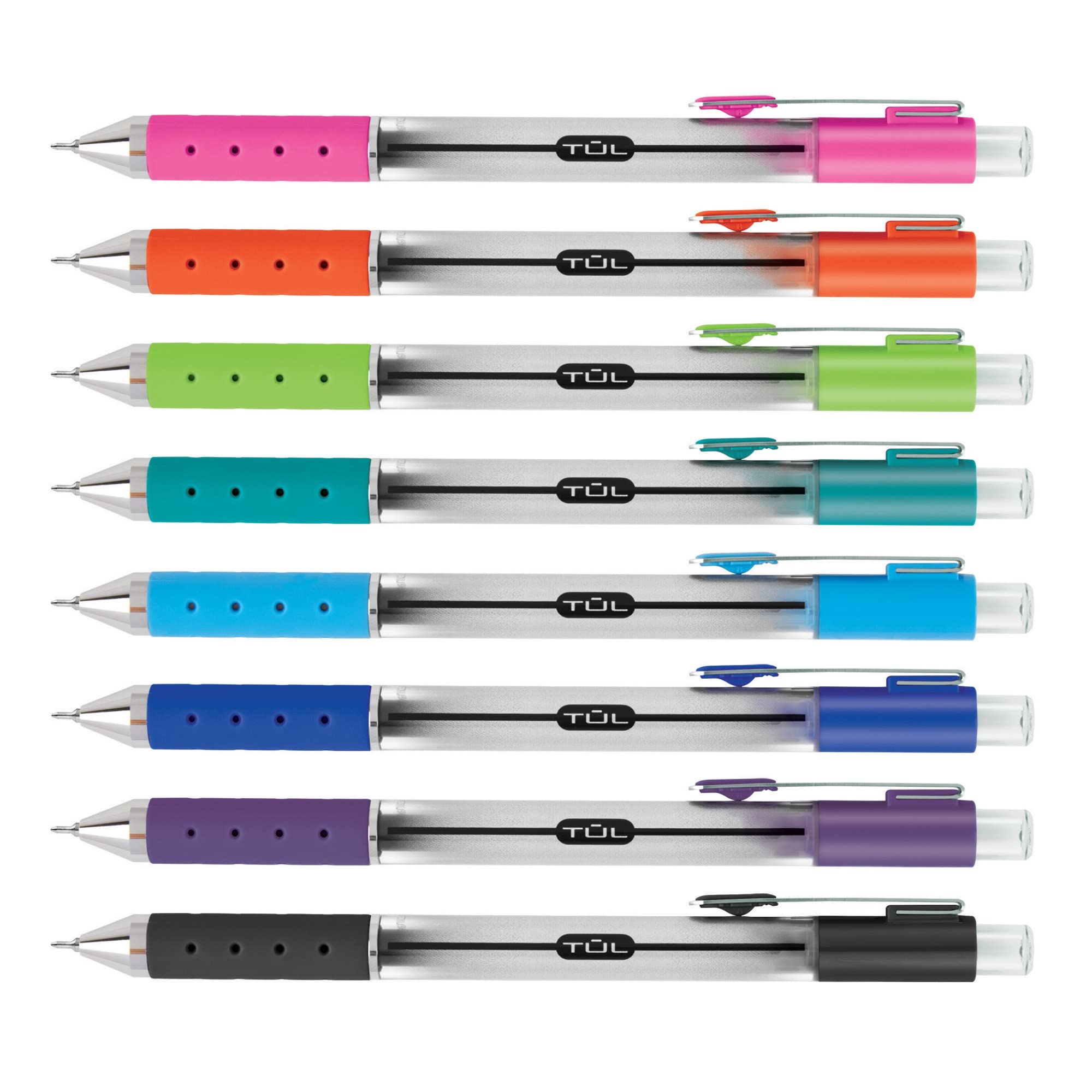 TUL Retractable Gel Pens, Bullet Point, 0.5 mm, Gray Barrel, Assorted Bright Ink Colors, Pack Of 8 - Image 3